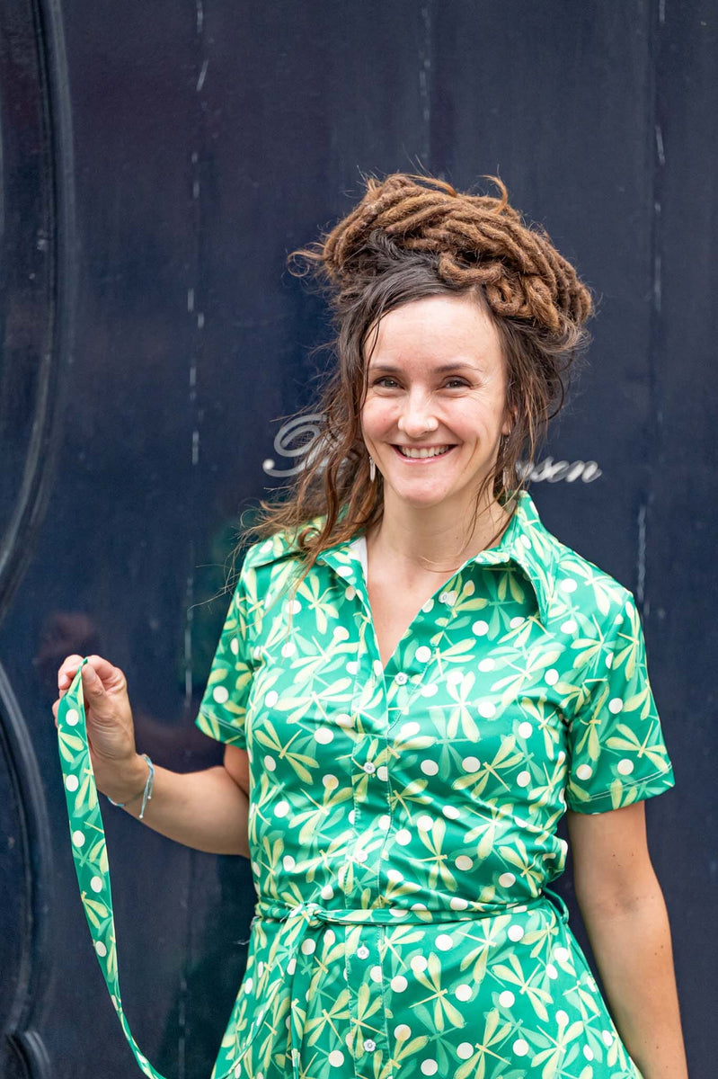 Lilou shirt - stretch stof - groene hibiscus