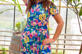 Summer Lilou dress - sky blue romantic flowers Tantilly Flower Clothing Tantilly 