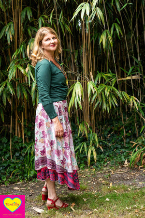 Wrap Top - katoen- donkergroen- wijdere versie