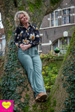 Corduroy velvet broek- velvet touch - casual & chique - stretch- zeeblauw pants Tantilly 