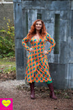 Zoe raya jurk -lange mouwen - viscose- regenboog Made by tantilly tantilly 