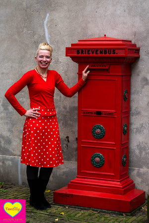 Lalelei skirt- rood met witte stipjes - gemaakt in Holland