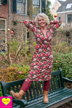 Zoe raya jurk -lange mouwen  - viscose- een bloemetje