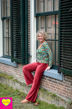 Corduroy velvet broek- velvet touch - casual & chique - stretch- roestroze