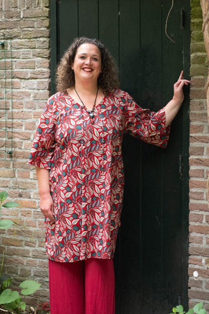 Carlijn jurk - red spring  -100% katoen