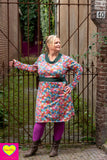 Peggy jurk - Aurora bloemen - vrolijke warme jurk - gemaakt door Tantilly winter dresses tantilly 