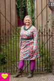 Peggy jurk - Aurora bloemen - vrolijke warme jurk - gemaakt door Tantilly winter dresses tantilly 