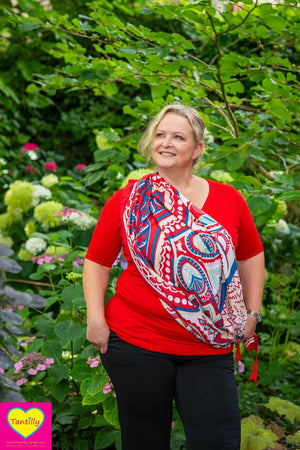 Tantilly's kleurrijke sjaal - etnisch rood