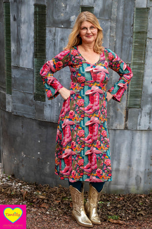 Sofia trumpet jurk - viscose - Cowboy love
