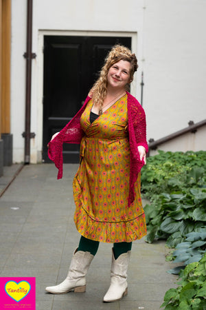 Flamenco overslag jurkje rayon - retro sun flower