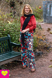 Set -Buy the look- velvet Twisted top, Belize broek en effen zwarte sjaal