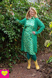 Lilou dress - short sleeves and longer - green dragonfly