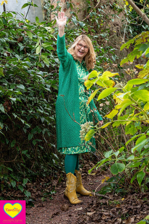 Lilou jurk - korte mouwen en langere lengte - groene libelle