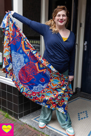 Wrap Top - katoen- donkerblauw- wijdere versie