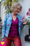 Zijden jacket- gevoerd jasje met fleece - blue birds winter jacket Tantilly 