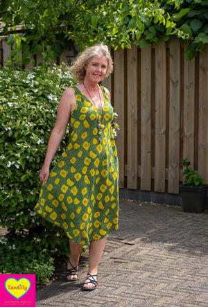 Valentina rayon jurk - mouwloos- abstract fruity