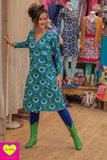 ZOE LIZOYA - long sleeves winter dress - travel fabric - noya retro print Made by tantilly tantilly 