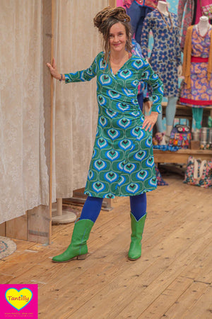 ZOE LIZOYA - long sleeves winter dress - travel fabric - noya retro print Made by tantilly tantilly 