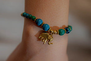 Handmade macrame stone bracelet- lucky  elephant