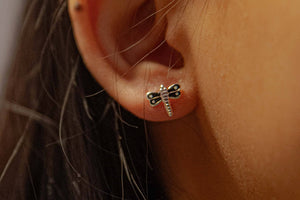 Stud earrings - 925 sterling silver earrings- libelle black jewelry Tantilly 