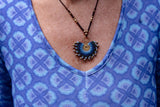 Handmade Macrame Necklace- sun - Blue Turqoise Colors jewelry Tantilly 