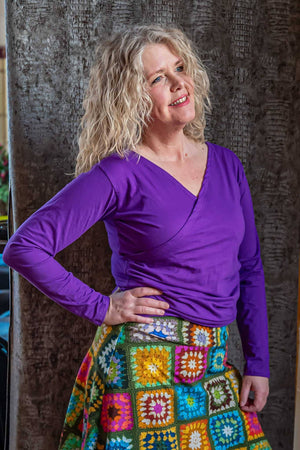 Wrap Top - katoen- felpaars- wijdere versie