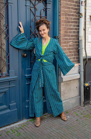 Happy suit- the one and only-turquoise petrol- boho pants & butterfly shirt pants Tantilly 