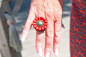 Handmade Macrame ring - vermelha