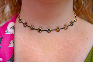 Handmade flower macrame beads necklace