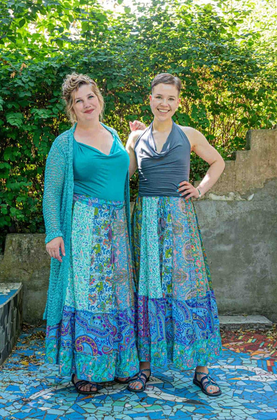 Silkmix handmade boho skirt- patchwork design- made by Tantilly