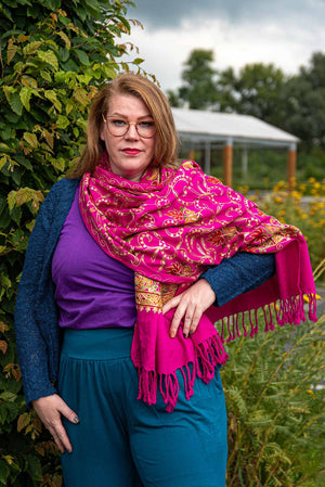 Shanila embroidery handmade scarf -Ammy Scarves Tantilly 