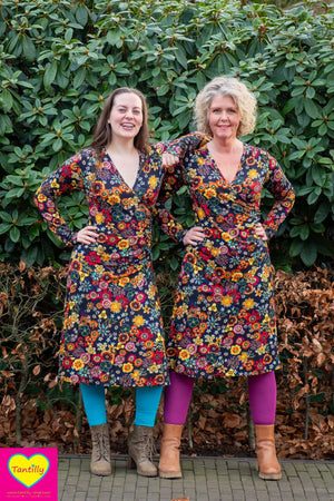 Zoe raya jurk -lange mouwen  - viscose- nona bloemen