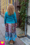 Katoenen stretch wrap top- lange/korte mouwen- turkoois shirt Tantilly 