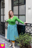 Dubbelzijdige wikkelrok- 100% katoen & retro-bruin-zeegroen- Happiness in a skirt- laatste stuk! Cotton skirt Tantilly 