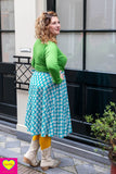 Dubbelzijdige wikkelrok- 100% katoen & retro-bruin-zeegroen- Happiness in a skirt- laatste stuk! Cotton skirt Tantilly 