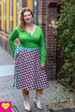 Dubbelzijdige wikkelrok- 100% katoen & retro-bruin-zeegroen- Happiness in a skirt- laatste stuk! Cotton skirt Tantilly 