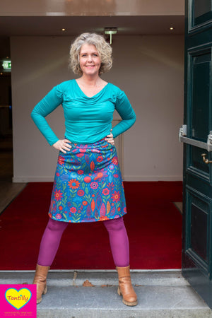 waterval top viscose - zeegroen- lange mouwen