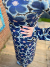 Leyla winter dress - warmer viscose fabric- retro blue flowers Every day dress Tantilly 