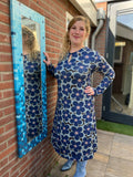 Leyla winter dress - warmer viscose fabric- retro blue flowers Every day dress Tantilly 