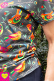 Ayla Top - happy birds- donkergrijs shirt Tantilly 