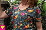 Ayla Top - happy birds- donkergrijs shirt Tantilly 