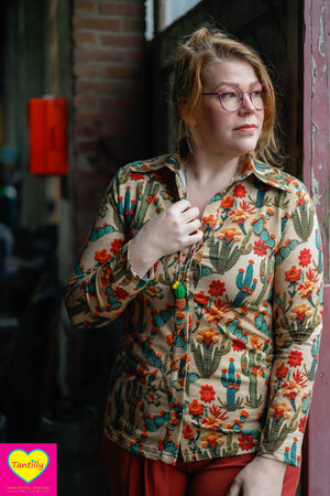 Kora lilou shirt -lange mouwen- katoen- cactus love