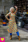 Zoe raya jurk -lange mouwen - viscose- regenboog Made by tantilly tantilly 