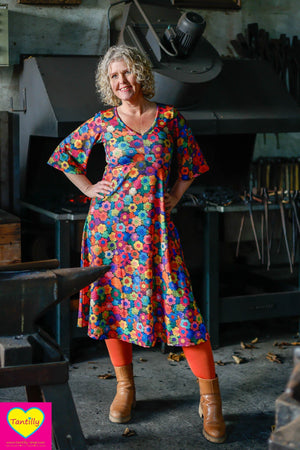 Sofia trumpet dress - Travelstof - gehaakte bloemen