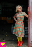 Kora lilou jurk - lange/ korte mouw - late 70's- travelstof Every day dress Tantilly 