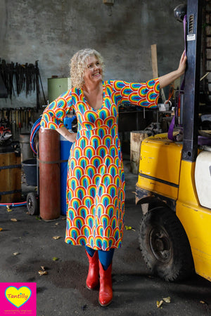 Sofia trumpet jurk - viscose - regenboog