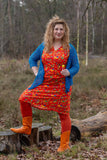 Kaya dress - happy birds orange - made by Tantilly Made by tantilly tantilly 