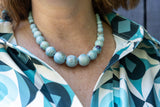 Keramiek ketting handgemaakt- uniek- 50's blue jewelry Tantilly 