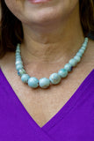 Keramiek ketting handgemaakt- uniek- 50's blue jewelry Tantilly 