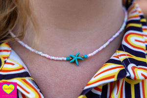 Handgemaakte kralen ketting- schelpje voor geluk